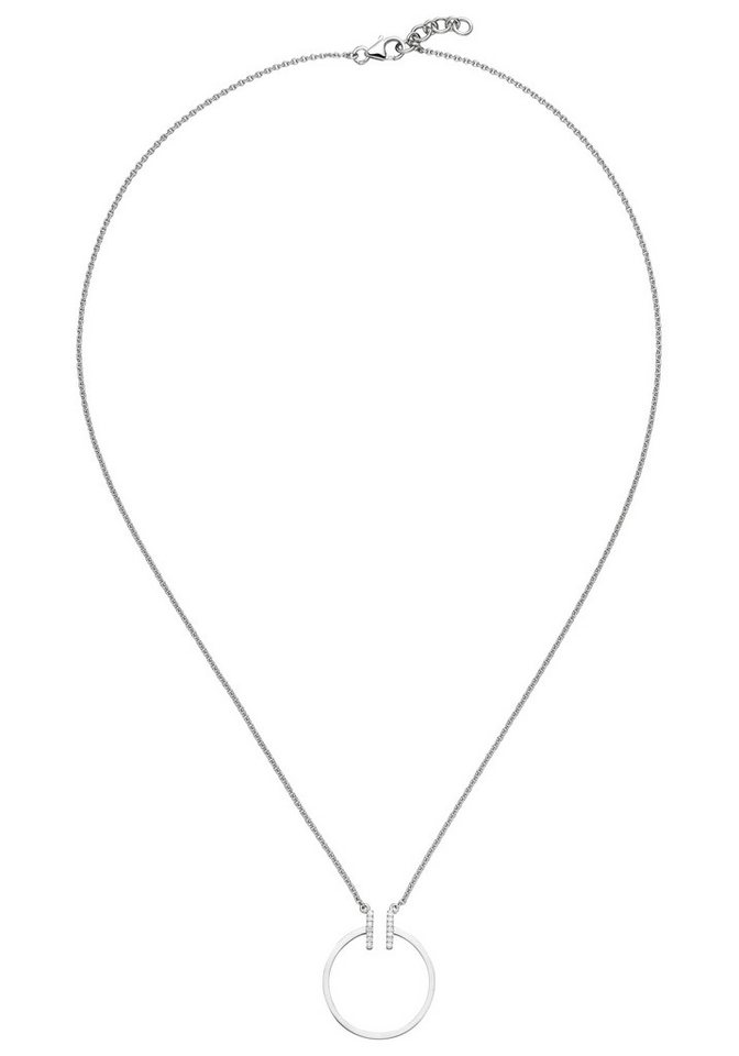 JOBO Kette mit Anhänger Kreis Ring, 585 Weißgold mit 14 Diamanten von JOBO