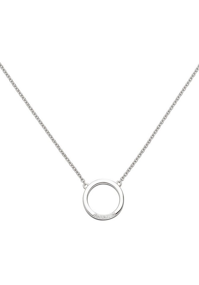 JOBO Kette mit Anhänger Kreis Ring, 585 Weißgold mit 7 Diamanten 43 cm von JOBO