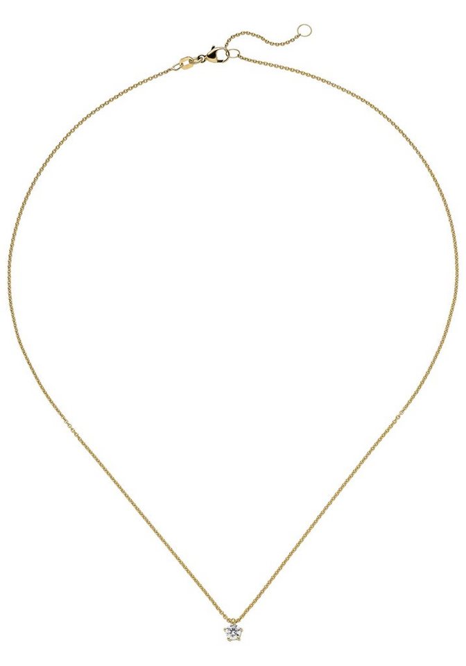 JOBO Kette mit Anhänger Solitär, 585 Gold mit 1 Diamant Brillant 0,15 ct. 45 cm JOBO Kette mit Anhänger Solitär, 585 Gold mit 1 Diamant Brillant 0,15 ct. 45 cm von JOBO