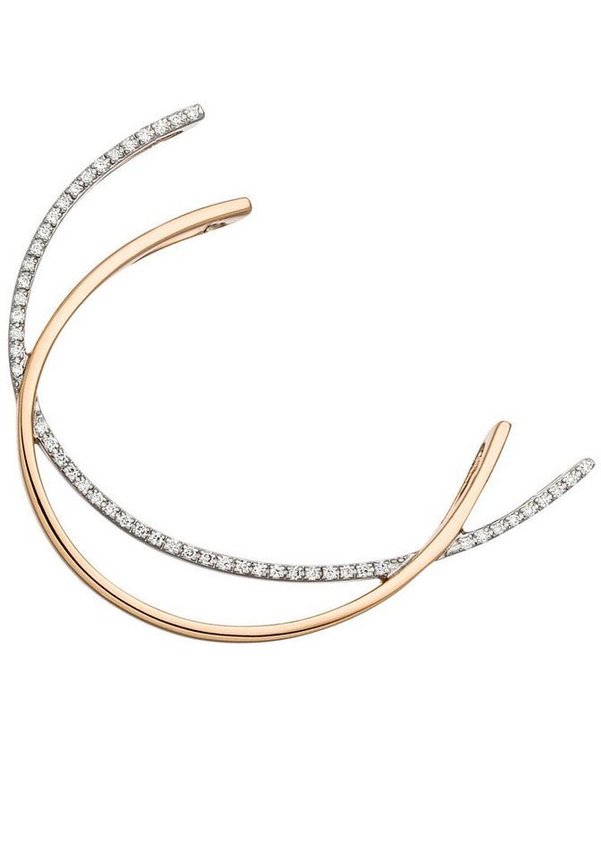 JOBO Kettenanhänger Anhänger Roségoldanhänger 33 mm, 14 Karat 585 Roségold bicolor mit 52 Diamanten von JOBO