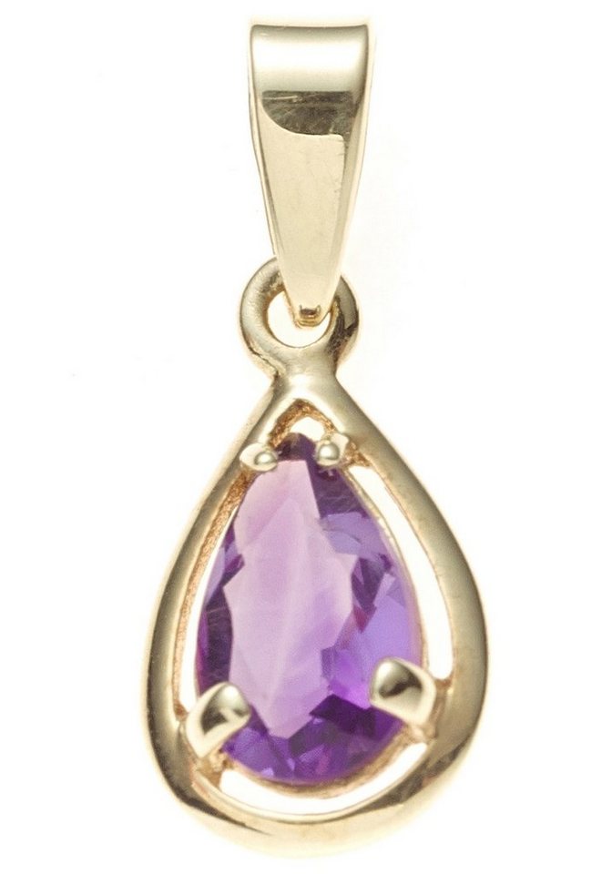 JOBO Kettenanhänger Anhänger Tropfen, 333 Gold mit Amethyst von JOBO