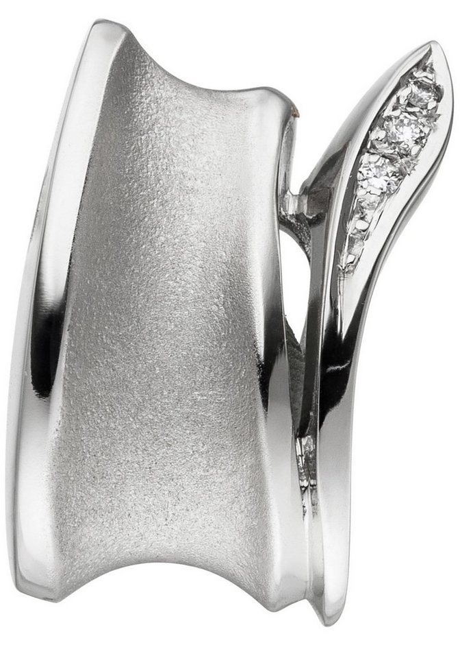 JOBO Kettenanhänger Anhänger Weißgoldanhänger 19 mm, 14 Karat 585 Weißgold mit 3 Diamanten von JOBO