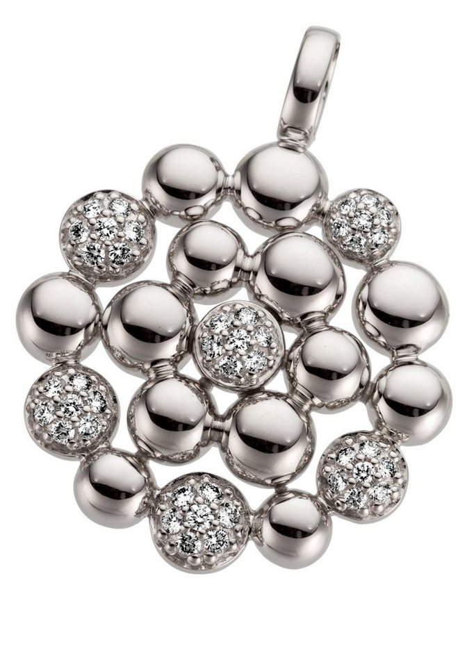 JOBO Kettenanhänger Anhänger Weißgoldanhänger 22 mm, 14 Karat 585 Weißgold mit 42 Diamanten von JOBO