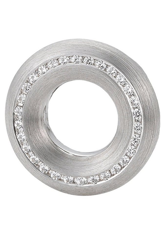 JOBO Kettenanhänger Anhänger Weißgoldanhänger rund 16 mm, 14 Karat 585 Weißgold mit 30 Diamanten von JOBO