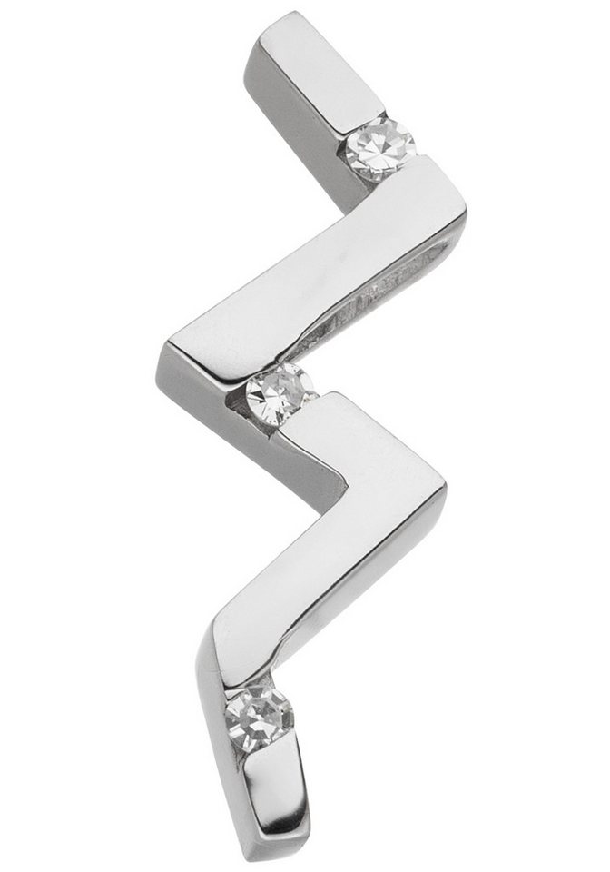 JOBO Kettenanhänger Anhänger gezackt 23 mm lang, 925 Silber mit 3 Diamanten von JOBO