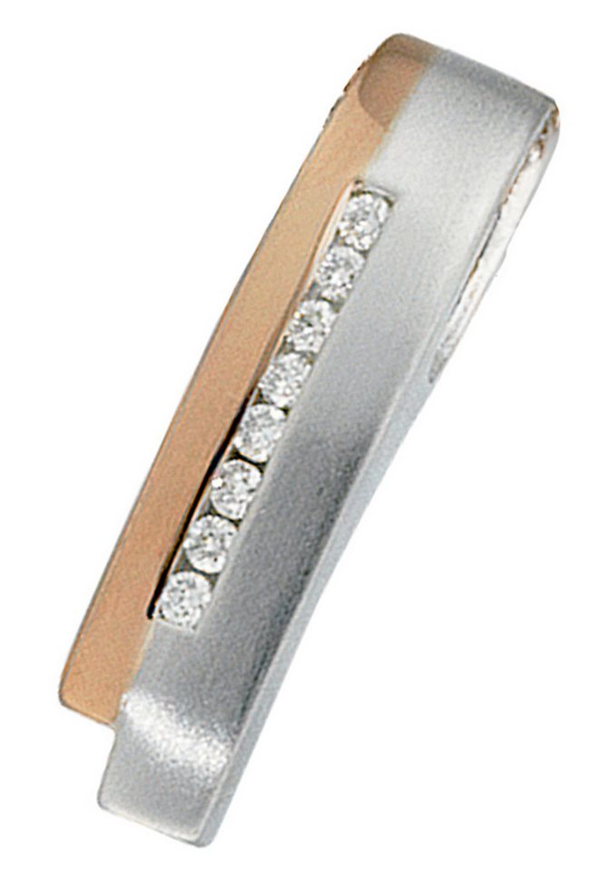JOBO Kettenanhänger Anhänger länglich schmal, 585 Gold Bicolor mit 8 Diamanten JOBO Kettenanhänger Anhänger länglich schmal, 585 Gold Bicolor mit 8 Diamanten von JOBO