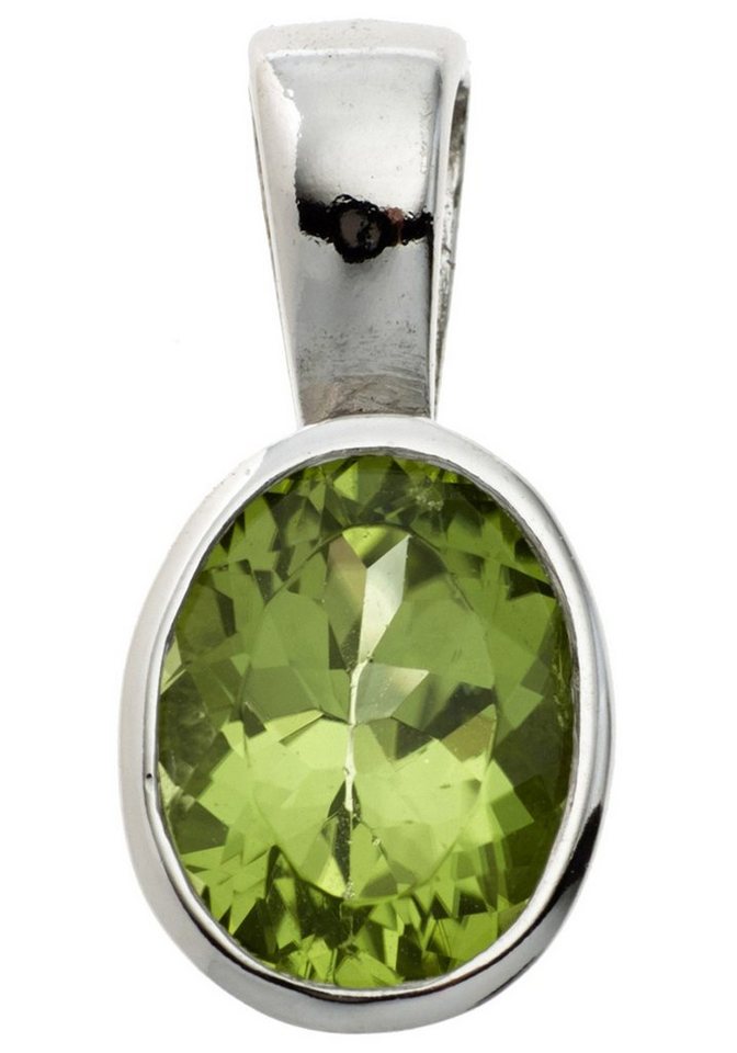 JOBO Kettenanhänger Anhänger oval, 925 Silber mit Peridot von JOBO