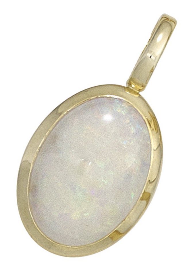 JOBO Kettenanhänger Anhänger oval 23 mm, 14 Karat 585 Gold mit Opal-Cabochon von JOBO