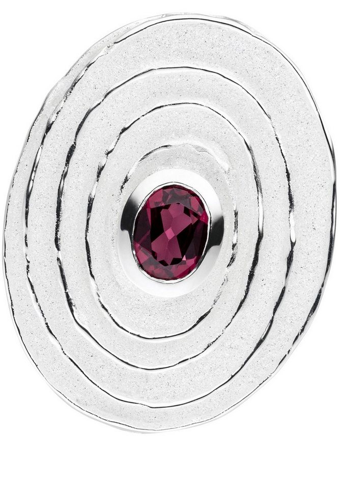 JOBO Kettenanhänger Anhänger oval 33 mm, 925 Silber mit Rhodolith von JOBO