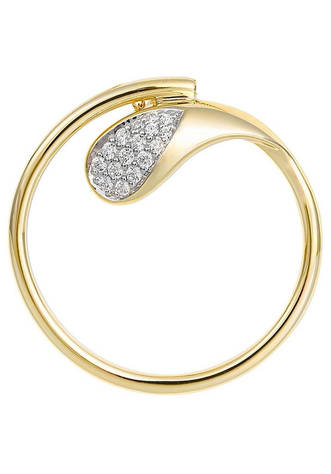 JOBO Kettenanhänger Anhänger rund 25 mm, 14 Karat 585 Gold mit 16 Diamanten von JOBO