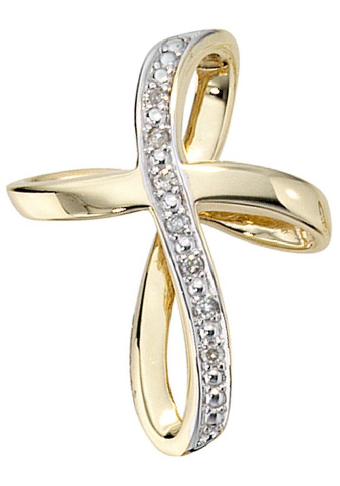 JOBO Kreuzanhänger Anhänger Kreuz, 585 Gold mit 7 Diamanten JOBO Kreuzanhänger Anhänger Kreuz, 585 Gold mit 7 Diamanten von JOBO