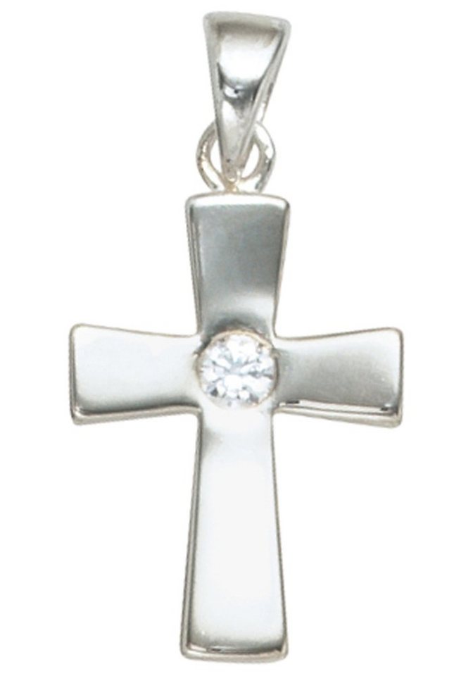 JOBO Kreuzanhänger Anhänger Kreuz, 925 Silber mit Zirkonia von JOBO