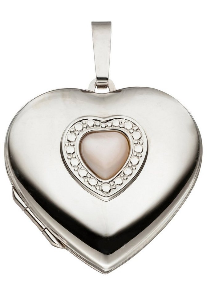 JOBO Medallionanhänger Anhänger Medaillon Herz, 925 Silber mit Perlmutt von JOBO