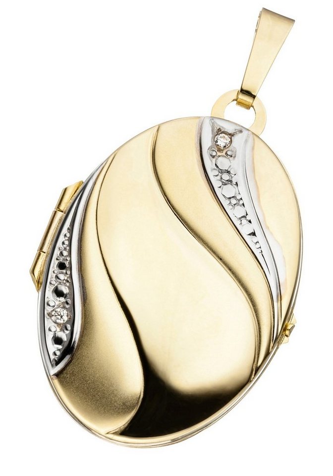 JOBO Medallionanhänger Anhänger Medaillon oval, 333 Gold bicolor mit Zirkonia JOBO Medallionanhänger Anhänger Medaillon oval, 333 Gold bicolor mit Zirkonia von JOBO