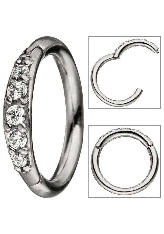 JOBO Nasenpiercing, Segmentring Edelstahl mit Kristallsteinen von JOBO