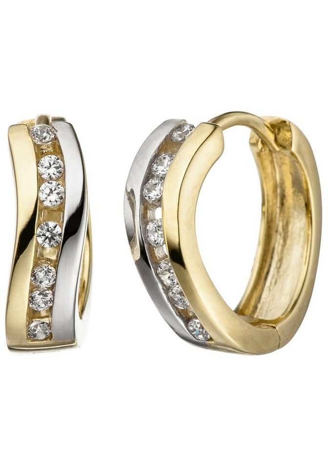 JOBO Paar Creolen, 333 Gold bicolor mit 14 Zirkonia JOBO Paar Creolen, 333 Gold bicolor mit 14 Zirkonia von JOBO
