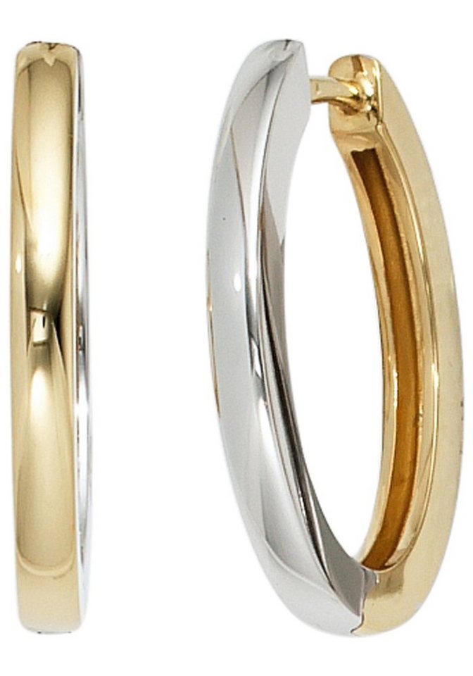 JOBO Paar Creolen, oval 585 Gold bicolor von JOBO