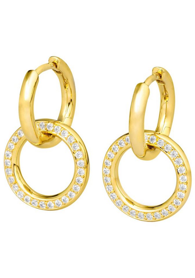 JOBO Paar Creolen Ohrringe Goldohrringe 23 mm, 585 Gold mit 58 Diamanten von JOBO