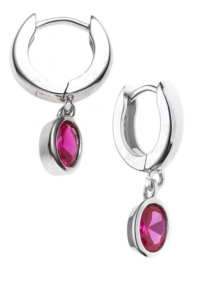 JOBO Paar Creolen Ohrringe mit Zirkonia 21 mm, 925 Silber rhodiniert von JOBO