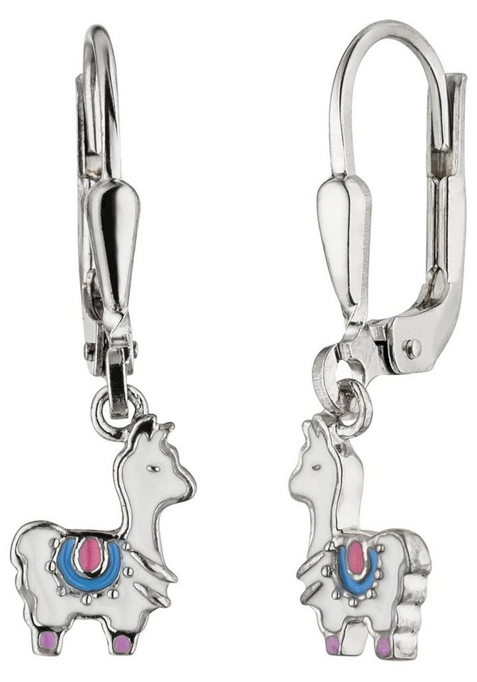 JOBO Paar Ohrhänger Ohrringe Kinderohrringe Lama weiß 23 mm, 925 Silber von JOBO