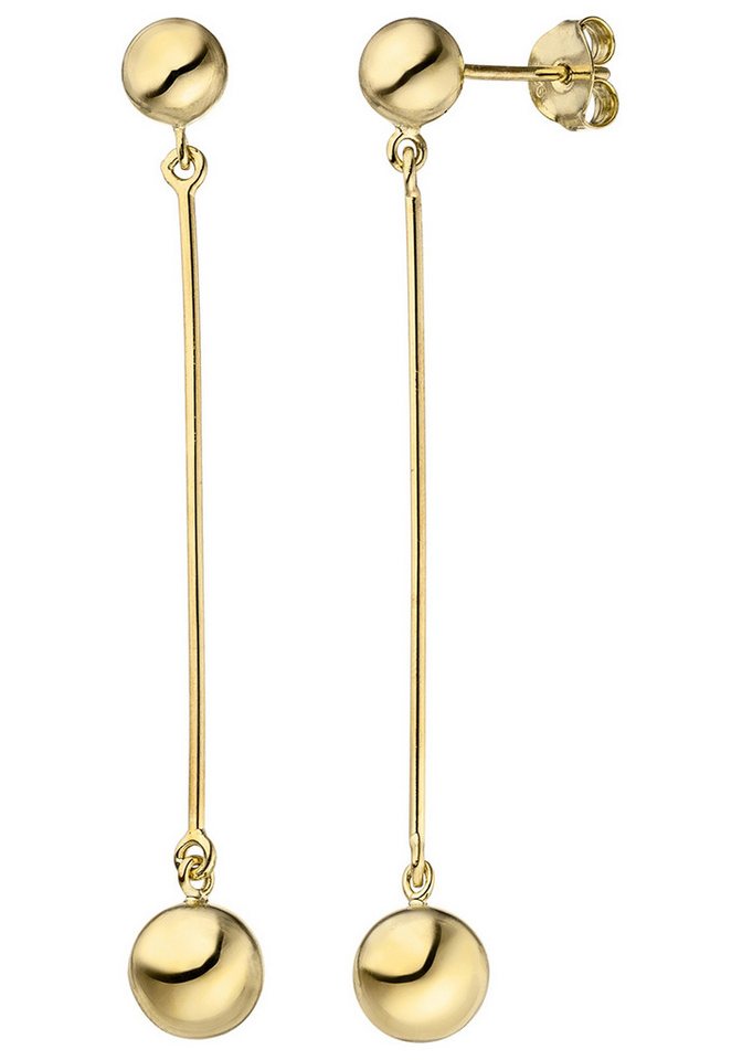 JOBO Paar Ohrhänger Ohrringe Kugel hängend 58 mm lang, 925 Silber vergoldet von JOBO