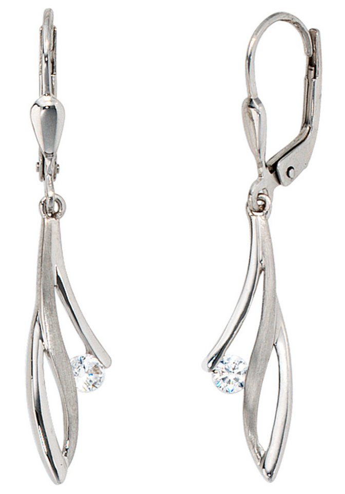 JOBO Paar Ohrhänger Ohrringe Weißgoldohrringe hängend 36 mm, 333 Weißgold mit Zirkonia von JOBO
