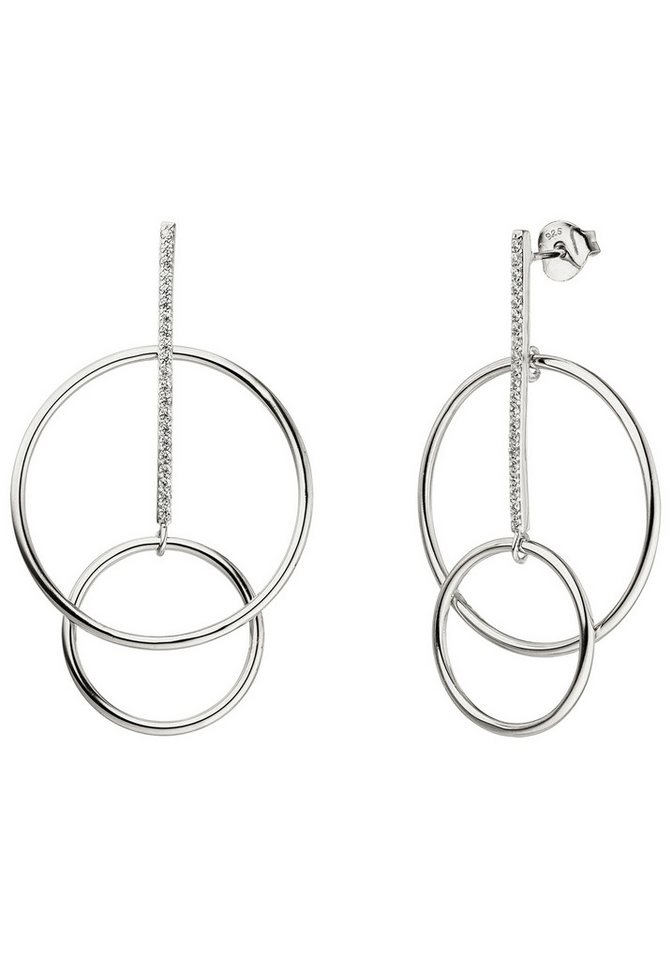 JOBO Paar Ohrhänger Ohrringe hängend 30 mm lang, 925 Silber mit 42 Zirkonia von JOBO