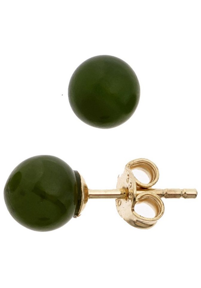 JOBO Paar Ohrstecker, 333 Gold mit Jade von JOBO