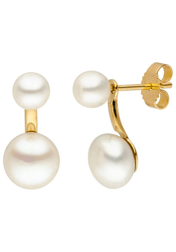 JOBO Paar Ohrstecker, 585 Gold mit 4 Süßwasser-Zuchtperlen von JOBO