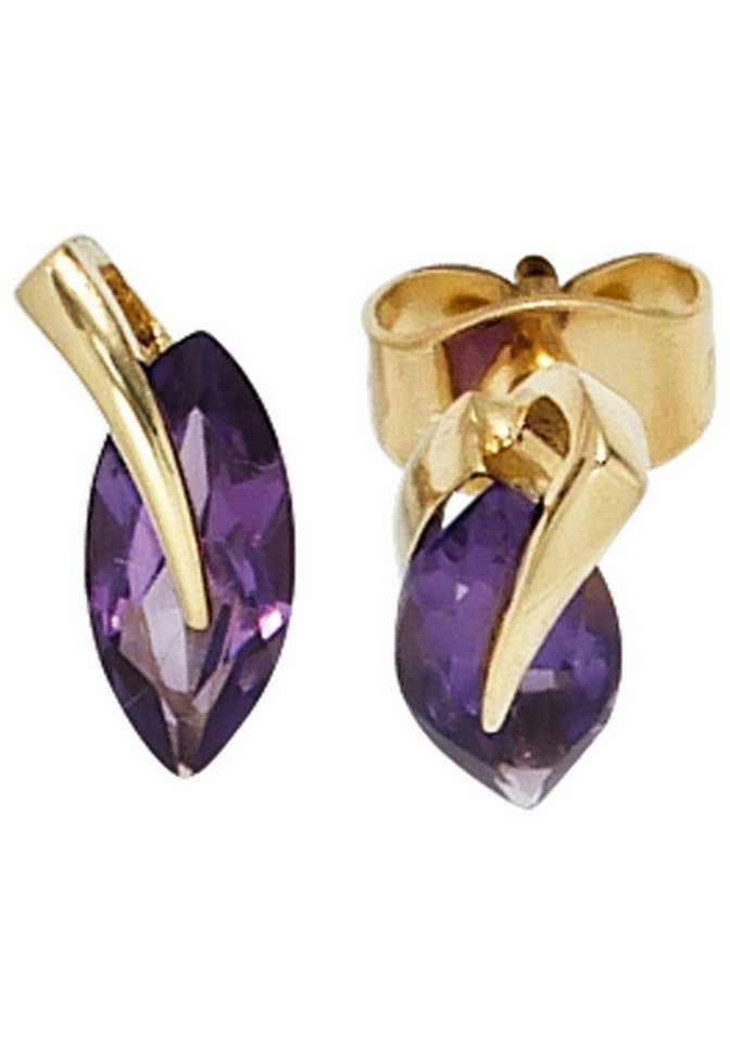 JOBO Paar Ohrstecker, 585 Gold mit Amethyst von JOBO