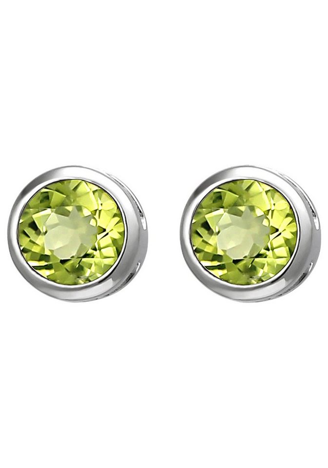 JOBO Paar Ohrstecker, 925 Silber mit Peridot von JOBO