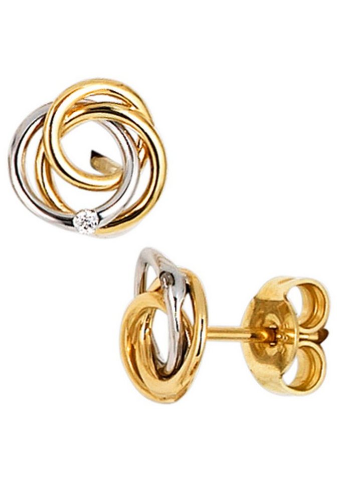 JOBO Paar Ohrstecker, Knoten 585 Gold bicolor mit 2 Diamanten JOBO Paar Ohrstecker, Knoten 585 Gold bicolor mit 2 Diamanten von JOBO