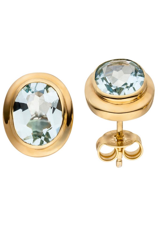 JOBO Paar Ohrstecker, oval 585 Gold mit Aquamarin JOBO Paar Ohrstecker, oval 585 Gold mit Aquamarin von JOBO