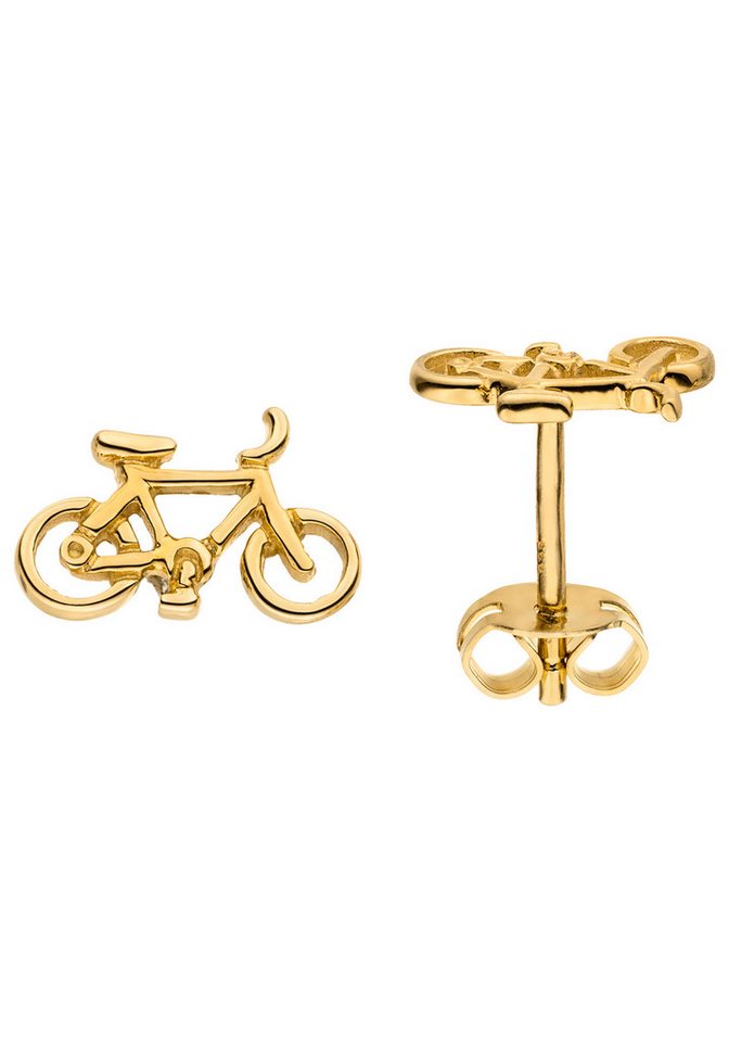 JOBO Paar Ohrstecker Kleine Ohrringe Fahrrad Rennrad 9 mm, 8 Karat 333 Gold von JOBO