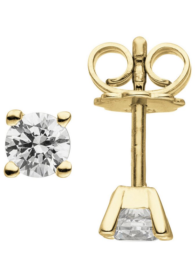 JOBO Paar Ohrstecker Ohrringe Diamantohrringe Solitär 4,4 mm, 585 Gold mit 2 Diamanten Brillanten 0,50 ct. von JOBO