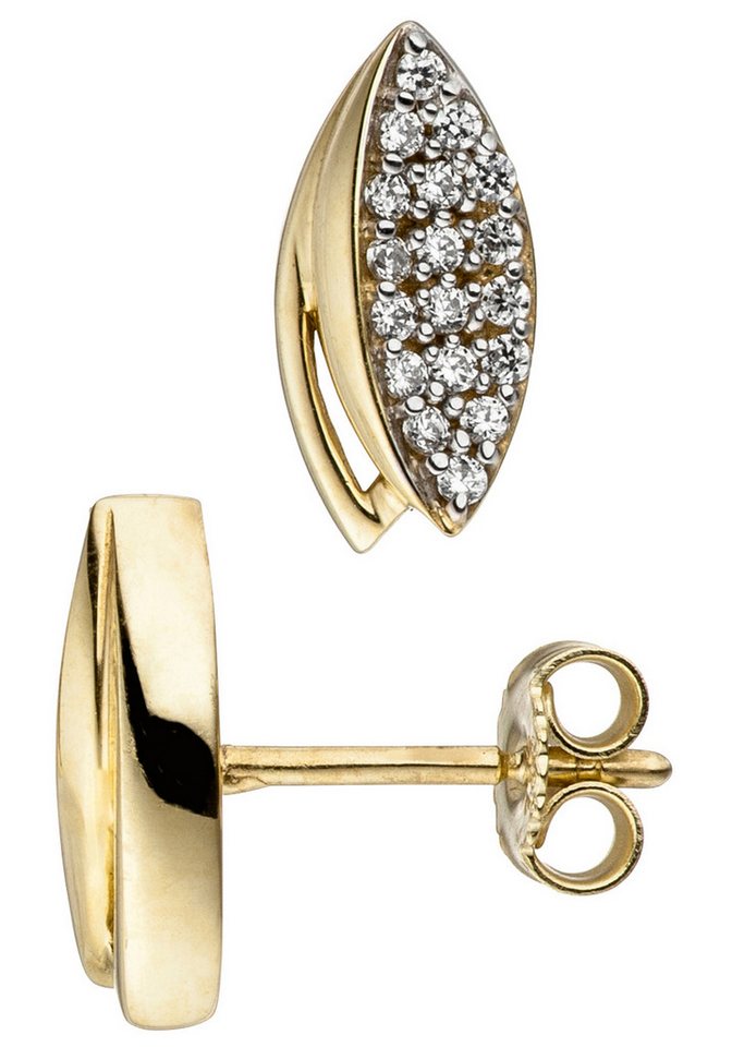 JOBO Paar Ohrstecker Ohrringe Goldohrringe 11 mm, 333 Gold mit 36 Zirkonia von JOBO
