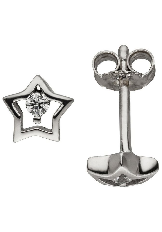 JOBO Paar Ohrstecker Ohrringe Kinderohrringe Stern 5 mm, 925 Silber mit Zirkonia von JOBO