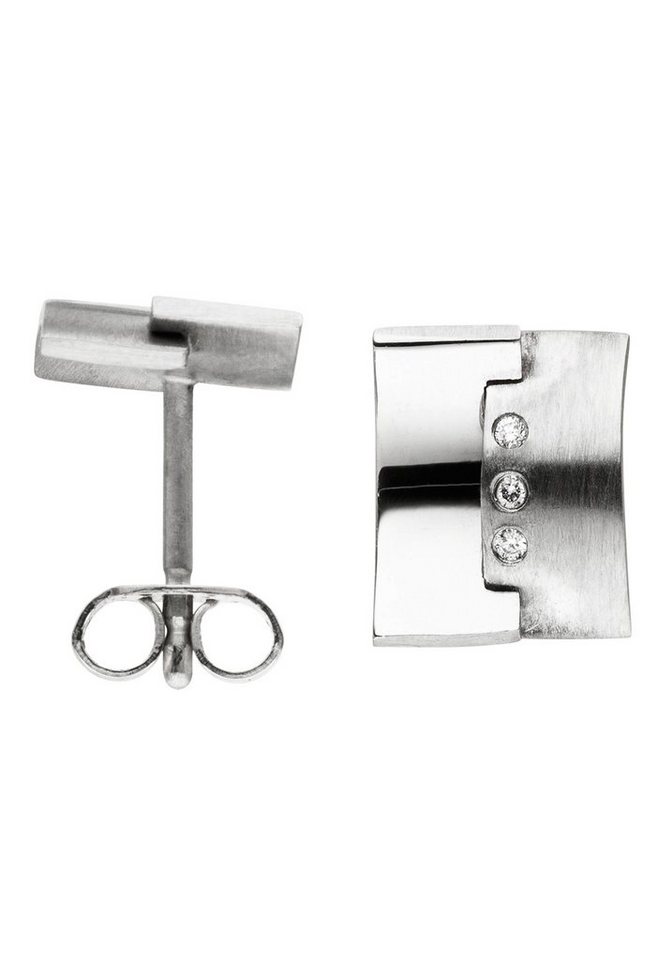 JOBO Paar Ohrstecker Ohrringe Platinohrringe eckig 10 mm, 950 Platin mit 6 Diamanten von JOBO