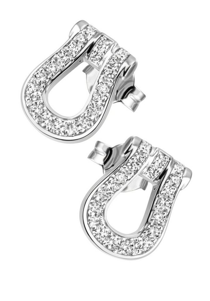 JOBO Paar Ohrstecker Ohrringe Silberohrringe 11 mm, 925 Silber rhodiniert mit 38 Zirkonia von JOBO