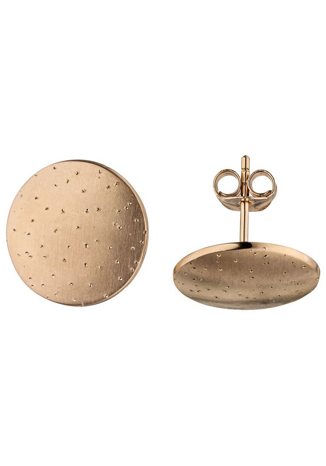 JOBO Paar Ohrstecker Ohrringe Teller 15 mm, 925 Silber roségold vergoldet mit Glitzer Effekt von JOBO