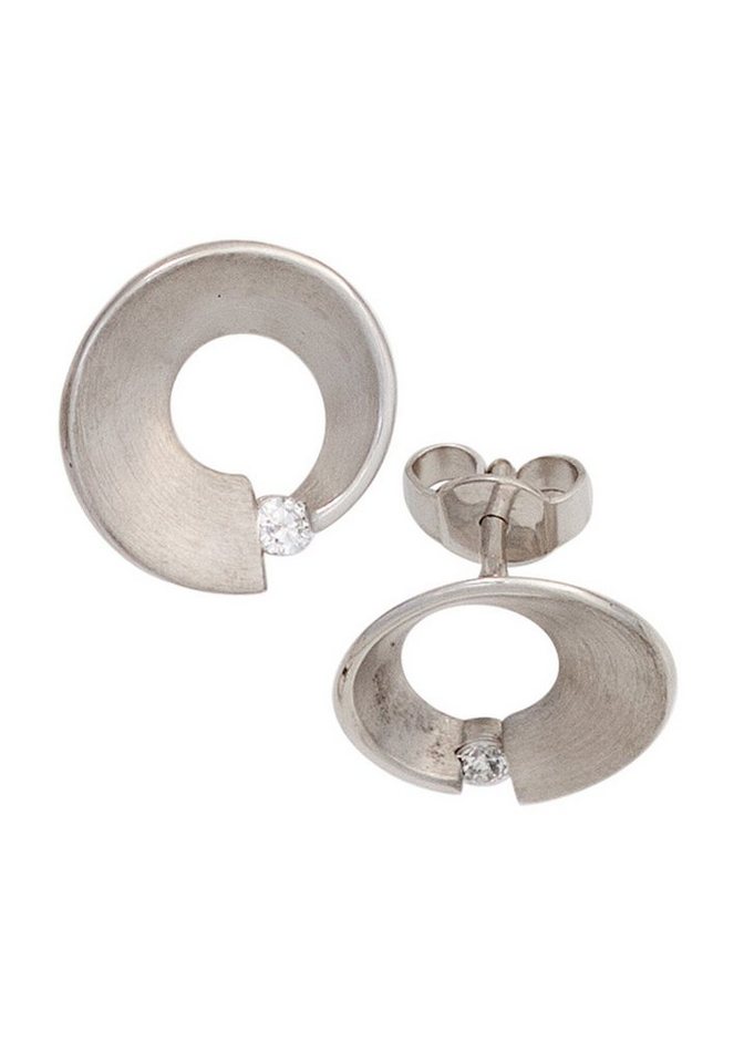 JOBO Paar Ohrstecker Ohrringe Weißgoldohrringe, 585 Weißgold mit 2 Diamanten von JOBO
