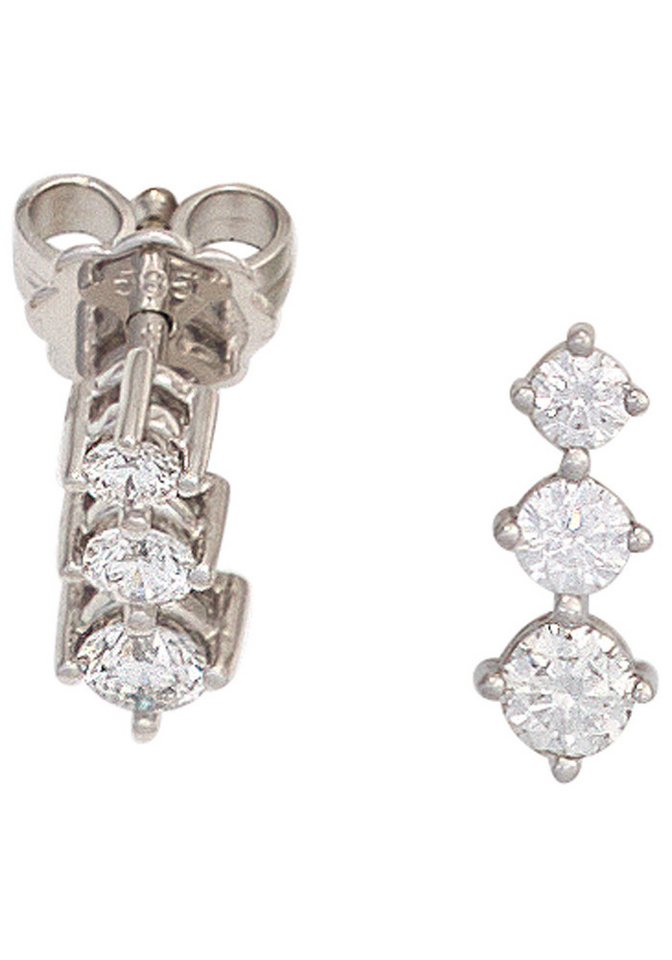 JOBO Paar Ohrstecker Ohrringe Weißgoldohrringe, 585 Weißgold mit 6 Diamanten von JOBO