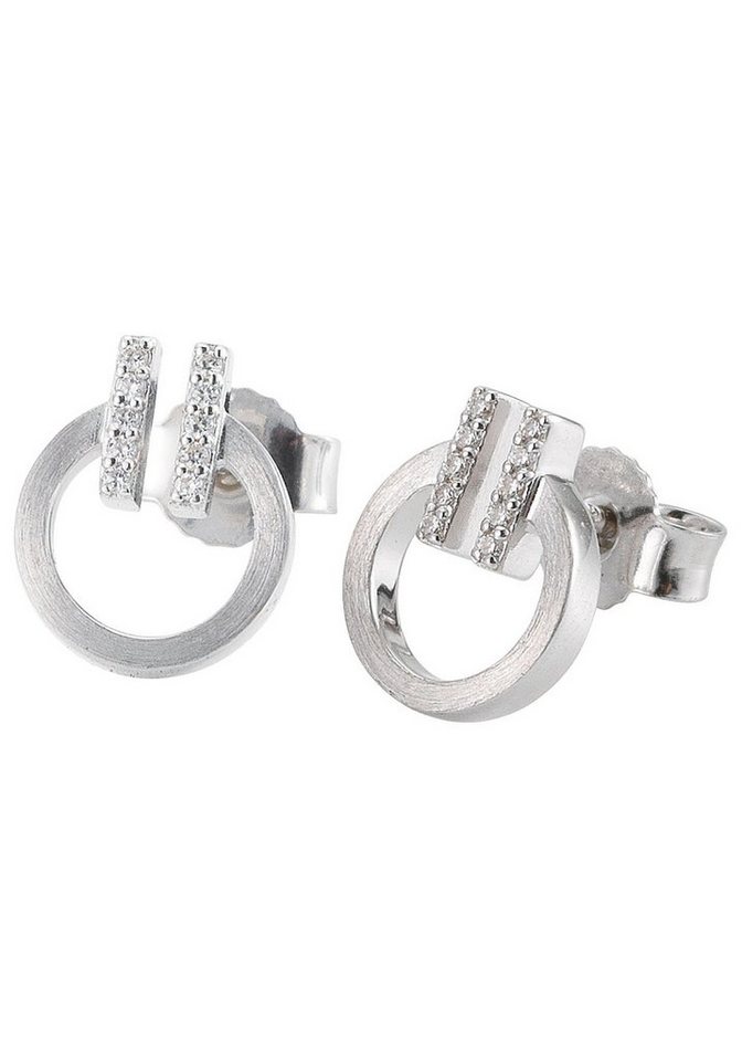 JOBO Paar Ohrstecker Ohrringe Weißgoldohrringe 10 mm, 585 Weißgold mit 20 Diamanten von JOBO