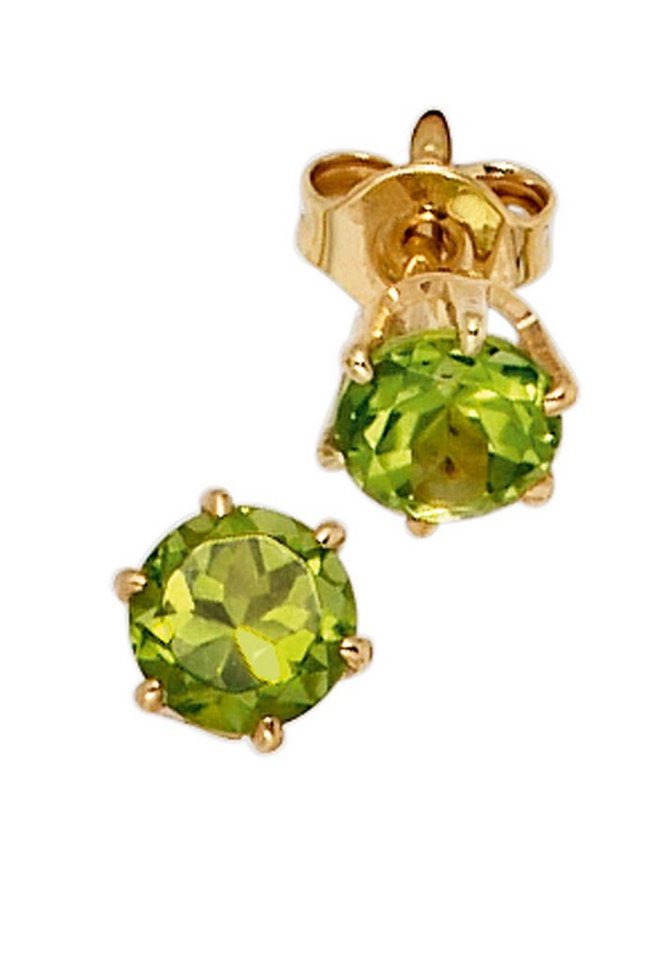 JOBO Paar Ohrstecker Ohrringe mit Peridot, 585 Gold von JOBO