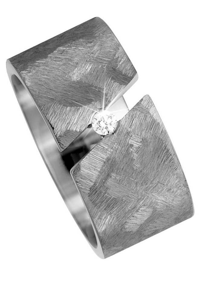 JOBO Partnerring Breiter Ring Titanring, Titan matt mit Diamant von JOBO