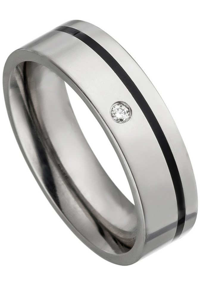 JOBO Partnerring Ring Fingerring, Titan mit Keramik und Diamant von JOBO