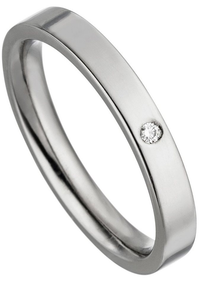 JOBO Partnerring Ring Titanring, Titan mit Diamant von JOBO