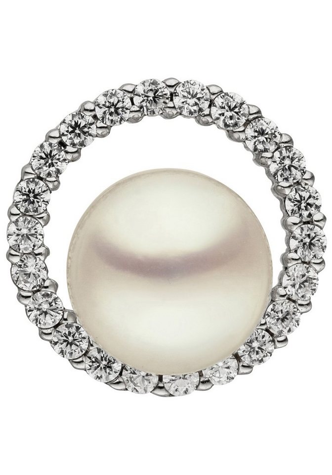 JOBO Perlenanhänger Anhänger mit Perle, 925 Silber mit Süßwasser-Zuchtperle und Zirkonia von JOBO