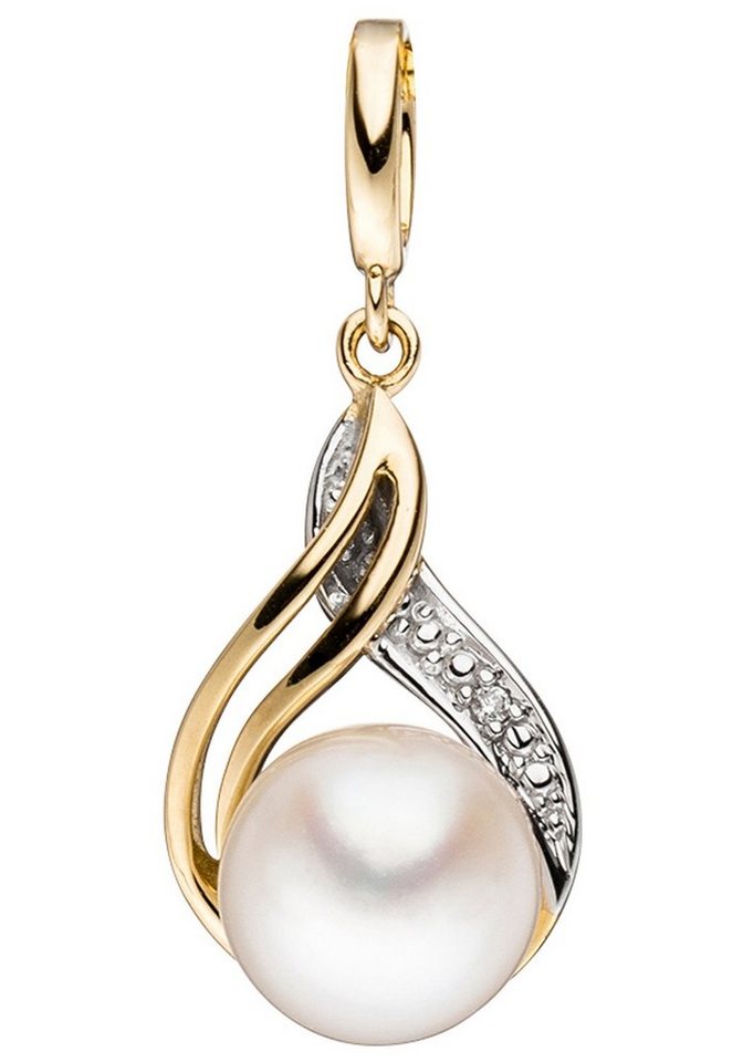 JOBO Perlenanhänger Anhänger mit Perle, 585 Gold mit Diamant und Süßwasser-Zuchtperle JOBO Perlenanhänger Anhänger mit Perle, 585 Gold mit Diamant und Süßwasser-Zuchtperle von JOBO