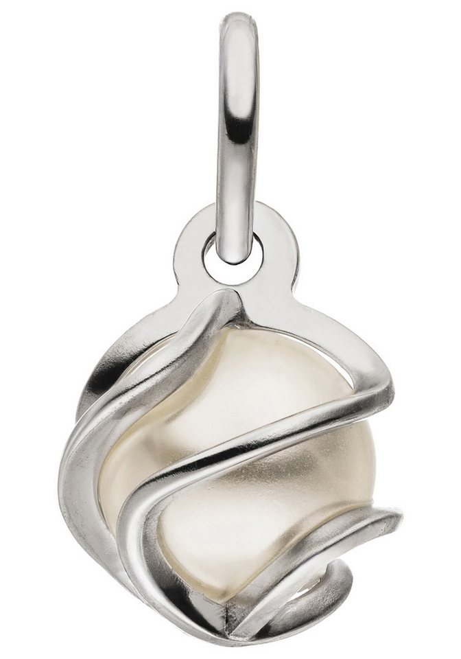 JOBO Perlenanhänger Kleiner Anhänger 7 mm, 925 Silber mit synthetischer Perle von JOBO